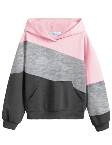 Arshiner Girls Color Block Hoodies Hooded Sweatshirts Colorblock Sweatshirt at Amazon