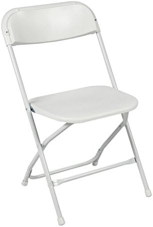 Ontario Furniture Lightweight, Lifetime Commercial Grade Contoured, Stackable, 800-Pound weight Capacity, Premium Steel Frame White Metal Folding Chair With plastic Seat and Back for All Your Events