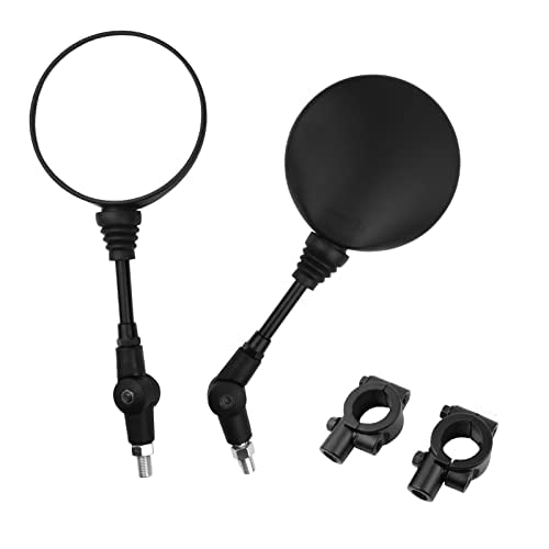 Motorcycle Rearview Mirror Bicycle Rearview Mirror 7/8" 22mm Universal Handlebar Mirror M10 Aluminum Black Round Handlebar Side Mirror,1 Pair, Foldable，Rotation Angle Reaches 360 Degrees