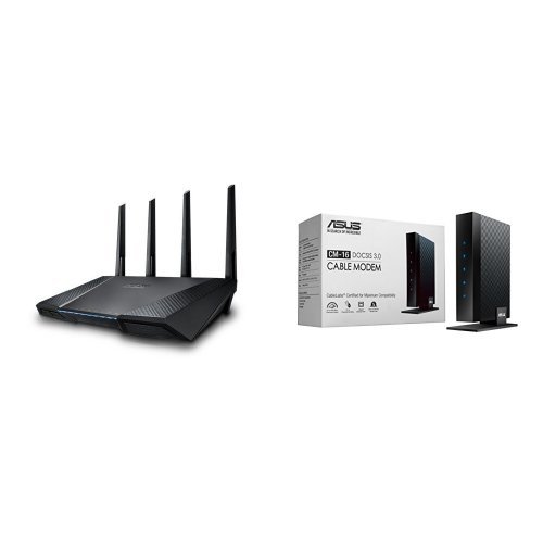 ASUS Wireless-AC2400 Dual Band Gigabit Router (RT-AC87U) and ASUS DOCSIS 3.0 High Speed 16 x 4 Cable Modem