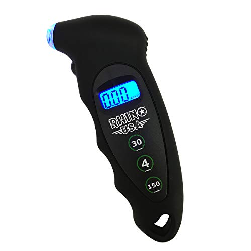 Buy Rhino USA Digital Tire Pressure Gauge 150 PSI, 4 Ranges, Ergonomic Design w/Lighted Nozzle