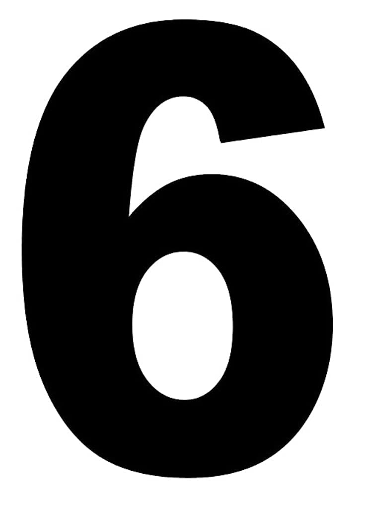 Merriway BH04030 (4 Pcs) Black Vinyl Stick-On Wheelie Bin Post Box Crate Dust Bin Numbers 75mm (3 inch) Number 6 - Pack of 4 Pieces