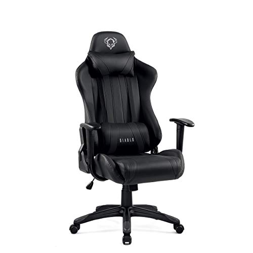 Diablo-X-One-Gaming-Sedia-da-Ufficio-Design-Ergonomico-Meccanismo-di-Inclinazione-Cuscino-Lombare-Finta-Pelle-Portata-150-kg-Nero-Nero