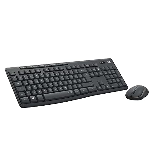 Logitech MK295 kabelloses Tastatur-Maus-Set mit SilentTouch-Technologie, Shortcut-Tasten, optischer Spurführung, Nano USB-Empfänger, verzögerungsfreier Drahtlosverbindung, QWERTZ layout - Graphit