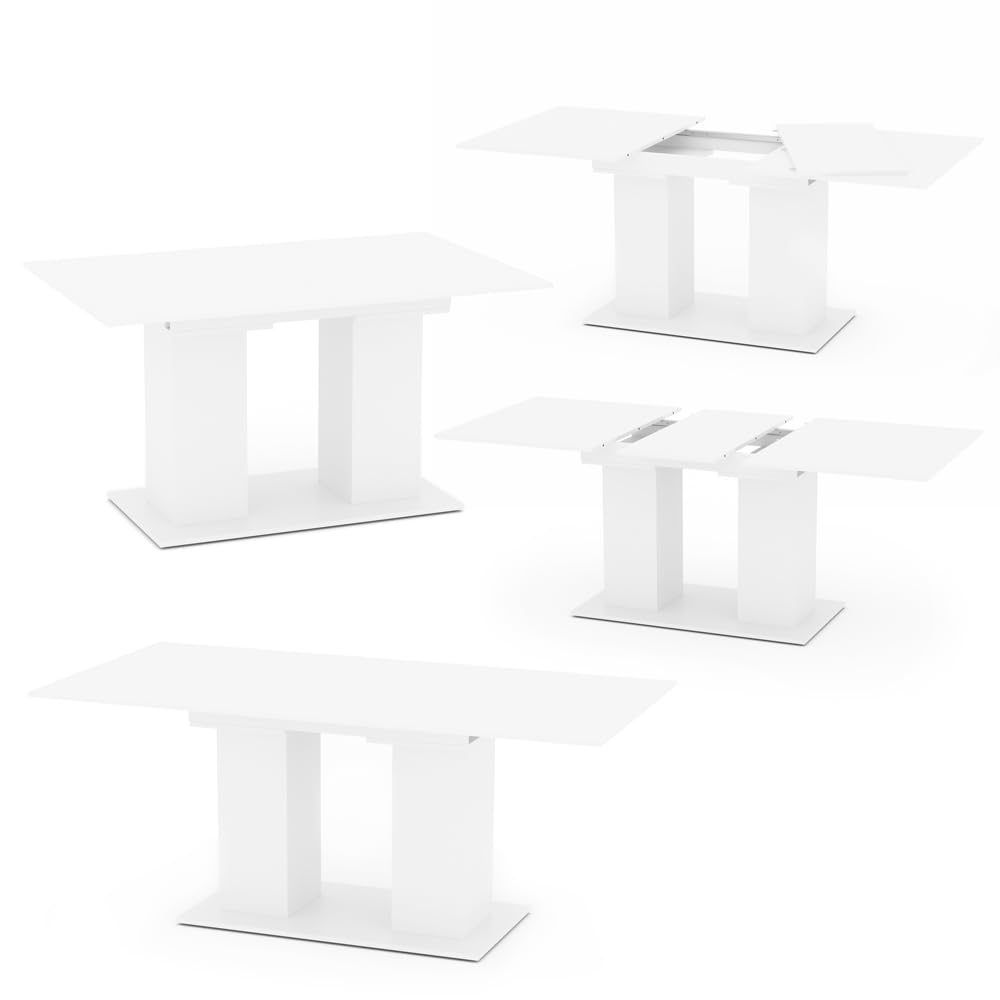 Vicco Esstisch Dix, Weiß, 140 x 90 cm, mit klappbarer Tischplatte und ausziehbarem Gestell 6