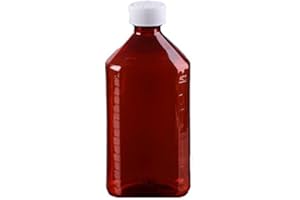 BioRx Laboratories Pharmacy Oval Bottle Amber 16 oz with CR Caps Included (QTY. 25) - Prescription Pharmacy Bottle, Pharmacy Container, Prescription Plastic Container by Sponix