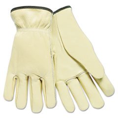(3 Pack Value Bundle) MPG3200L Full Leather Cow Grain Driver Gloves, Tan, Large