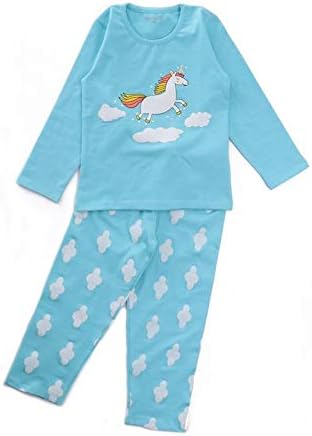 Kids Boys and Girls Full Sleeves Night Suit Unicorn Print - Sky Blue | Night Dress | Sleepwear | Tee and Pajama Set