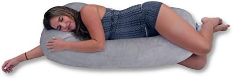 Safra Snoogle Compatible Velvet Replacement Pillow Cover with Zipper, Gray