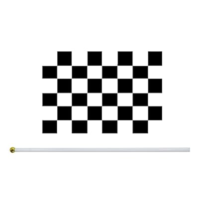 25 Pieces Checkered Flag 8 x 5.5 Inch Racing Polyester Flags on Plastic Stick ,Black & White Checkered Flag Racing Pennant Banner Flags,Decorations Supplies For Racing,Race Car Party,Sport Events