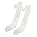 Ikevan Women Girls Thigh High Over The Knee Socks Pure Color Warm Soft Knit Wool Cotton Stockings Long Boot Socks Autumn Winter (White)