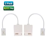 Urmust 2 Pcs RJ45 8P4C Plug to RJ11 6P4C Female M/F Telephone Ethernet Adapter