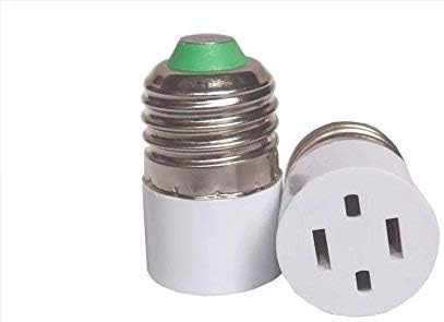 (2pack) E26/E27 3 Prong Light Socket to Plug Adapter,Outlet Plug Converter Adapter 3 Prong Type A Outlet screw in adapter Type A Outlet converter E26/E27 Light Socket Adapter