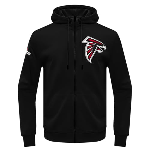 Pro Standard Mens NFL Atlanta Falcons Classic Chenille Full Zip Hoodie Black S