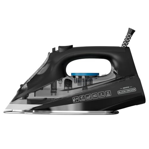 Black+Decker - Steam Iron BXIR2805E | 2600W | Anti-scratch ceramic sole | Steam stroke 170 g/min | 300ml tank | Precision tip | Anti-drip | Anti-limescale & self-cleaning