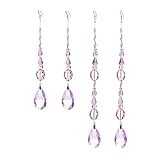 Chandelier Crystal Ornaments Drop Prisms Pendants Crystal Beads Garland Strands Suncatcher for Home, Office, Christmas/Wedding Decoration - 4Pcs (Candy Pink)