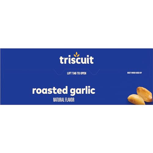 TRISCUIT ROASTED GARLIC WHOLE GRAIN WHEAT CRACKERS, SNACK CRACKERS, LUNCH SNACKS, FAMILY SIZE, 12.5 OZ