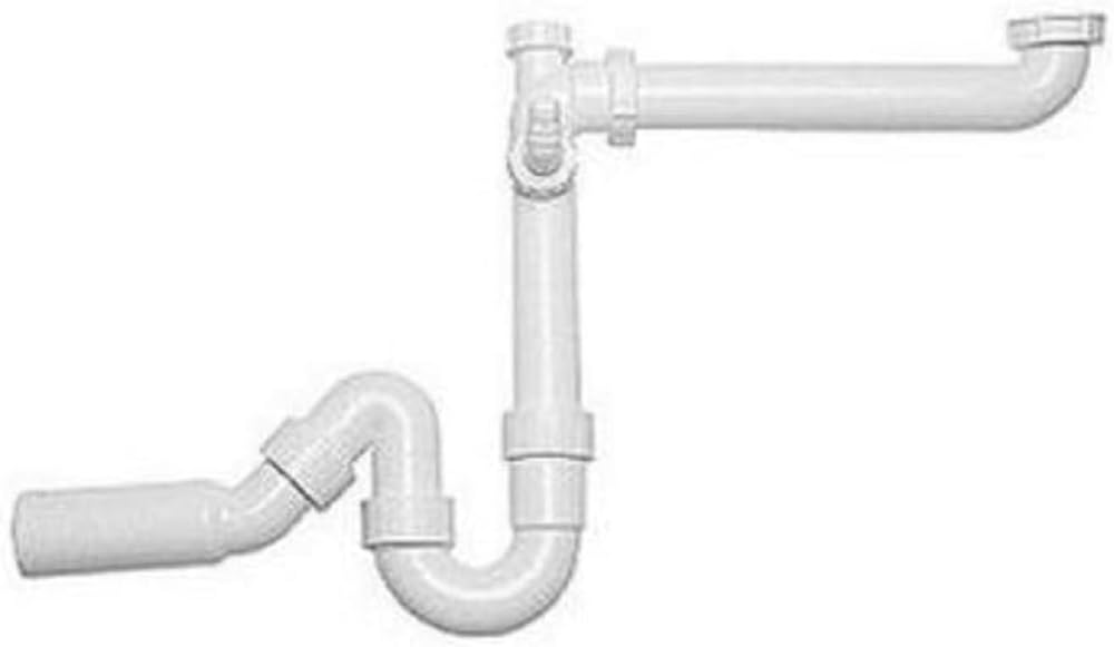 BLANCO Special Siphon 1.5 x 50 mm (Outlet Ø 50 mm) | Flat Design (Space Saver) | Recommended When Installing a Waste System, with Two Dishwasher Connections | 1½ Bowls