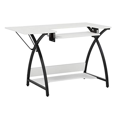 MRT SUPPLY Comet Home Hobby Craft Sewing Machine Table Desk, Black & White with Ebook