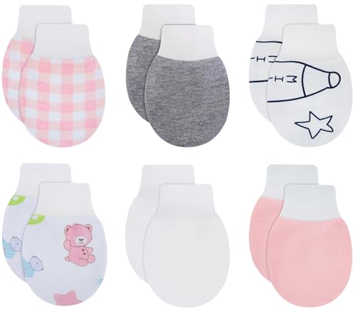 RATIVE Wrist Tab Baby Mittens 0-6,6-12 Months Organic Cotton for Newborn Baby Boys Girls