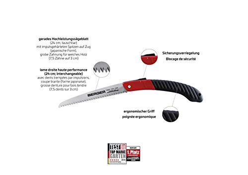 Berger Klappsäge 64670 aus Kohlenstoffstahl mit austauschbarem Sägeblatt, Länge: 24 cm – Bild 3