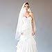 2 Tier Lace Wedding Bridal Veil with Comb Ivory Cut Edge Waltz Length
