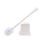 Kinsky Toilet Brush Holder, Good Grips Strong Bristles Bathroom Cleaner with Base Bowl Scrubber (White)