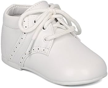 Boys Leatherette Uniform Shoe - Infant Boy / Toddler Boy - Kids Leatherette Loafer - GE26 By Auston - White (Size: Infant 2)