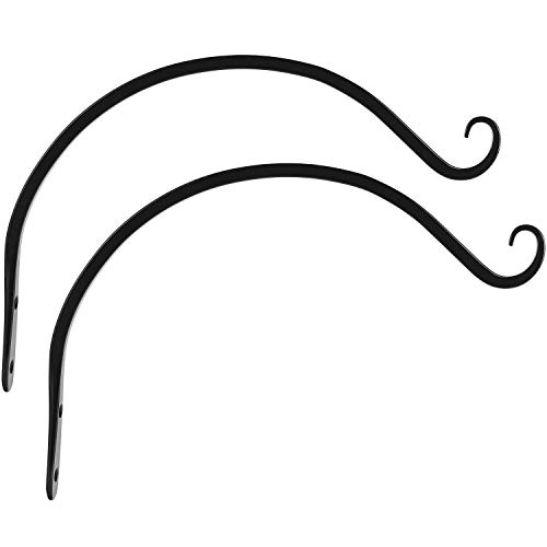 Mkono 2 Pcs Hanging Plant Bracket Hook Curved Plant Hanger Indoor Outdoor for Flower Basket Bird Feeder Wind Chime Lanterns Yoga Mat and More, 14 inch