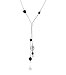 Women's 925 Sterling Silver Lariat Y Necklace with Faceted Black Onyx Beads, 18