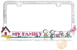 Loving Family Design with White Crystals Design Metal Frame with Crystals
