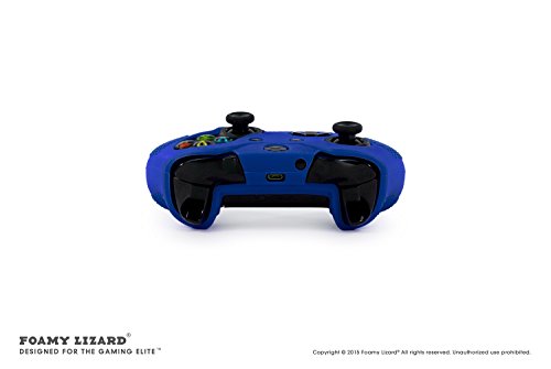 ParticleGrip Studded Skin Set for Xbox One (& One S) by Foamy Lizard – Patent Pending Silicone Skin Cover Antislip Studs Plus Matching Set of 4 AceShot Analog Thumbgrips (Blue)