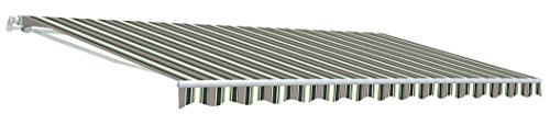 ALEKO 16 x 10 Feet Retractable Motorized Patio Awning Multiple Stripes Green Color