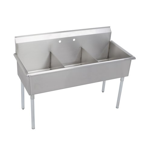 Elkay 3 Compartment Professional Grade Commercial Kitchen Stainless Steel Sink, 18"W x 21"L x 12"D - Thumbnail 6