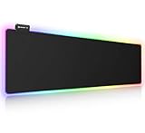 RGB Gaming Mouse Pad, UtechSmart Large Extended Soft Led Mouse Pad with 14 Lighting Modes 2 Brightness Levels, Computer Keyboard Mousepads Mat 800 x 300mm / 31.5×11.8 inches