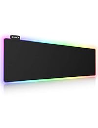 UtechSmart - Alfombrilla de ratón para videojuegos con 14 modos de iluminación, 2 niveles de brillo, alfombrilla para teclado de ordenador de 31.496 x 11.811 in