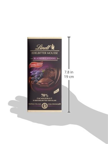 Lindt Edelbitter Mousse Blaubeer Lavendel, dunkler Chocolade mit einer Blaubeer-Lavendel-Füllung auf dunkler Mousse au… – Bild 4