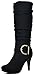 Dream Pair Women's PARIS Chic Fashion Platform Knee High Rhinestone Buckle Slouchy Faux Fur Lining High Heel Boots