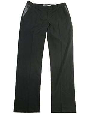 Calvin Klein Womens Faux Leather Pockets Solid Dress Pants Black 6