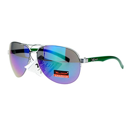 Xloop Sports Aviator Sunglasses Unisex Half Rim Aviators UV400 Protection Green