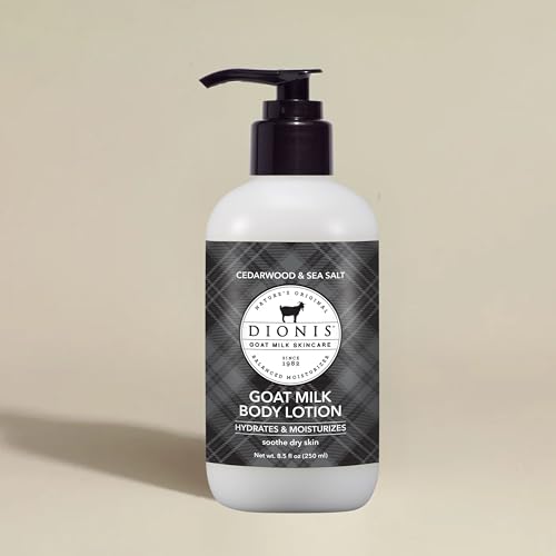 Dionis Goat Milk Skincare Body Lotion - Scented Full Size Bottle with Pump - Vitamins & Minerals Moisturize & Hydrate Dry Skin - Creamy Cruelty Free, Paraben Free Formula, 8.5 oz, Cedarwood & Sea Salt
