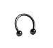 3 Pack Black Horseshoe Septum Nose Ring Hoops - Stainless Steel 16G