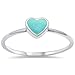 Oxford Diamond Co Sterling Silver Natural Stone Heart Ring Sizes 5-10 (Three Colors Available)