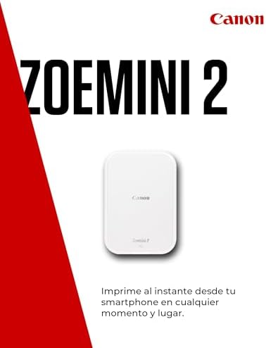 Zoemini 2 Kit de Impresión – Impresora Fotográfica Portátil y Compacta – Bluetooth 5.0 – Carga Rápida USB C Ideal para Viajes (Blanco)