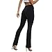 Women's Solid Cotton Spandex Boot Cut High Waisted Flare Yoga Pants Workout Casual Trousers Comfortable Flared Leggings Black XL