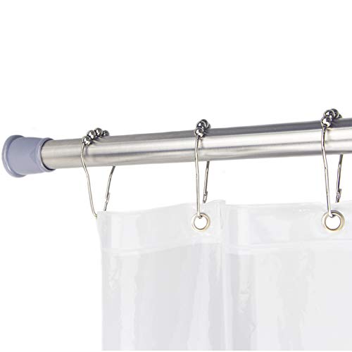 TENOVEL 3-Piece Bathroom Shower Sets: 42â€-72â€ Stainless Steel Tension Shower Rod, 72â€x72â€ Frost EVA 5G Shower Curtain Liner Mildew Resistant, Stainless Steel Shower Curtain Hooks/Rings-Brushed Nickel.