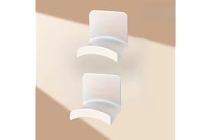 2pcs/Set Easy-to-Install Drill-Free Wall-Mounted Headphone Holder - Waterproof Plastic Storage Hook for Headphones, White