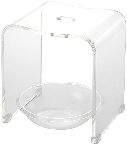 クーアイ Kuai アクリル バスチェア ボウルセット 風呂椅子 洗面器 セット Lサイズ 高さ35cm クリア