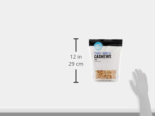 AMAZON BRAND – HAPPY BELLY FANCY WHOLE CASHEWS, ROASTED AND SEA SALTED, 44 OUNCE (PACK OF 1)