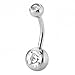 JEWELRIESHOP 10Pcs Stainless Steel Belly Button Ring, Sparkly Crystals Body Jewelry Piercing Ring Set